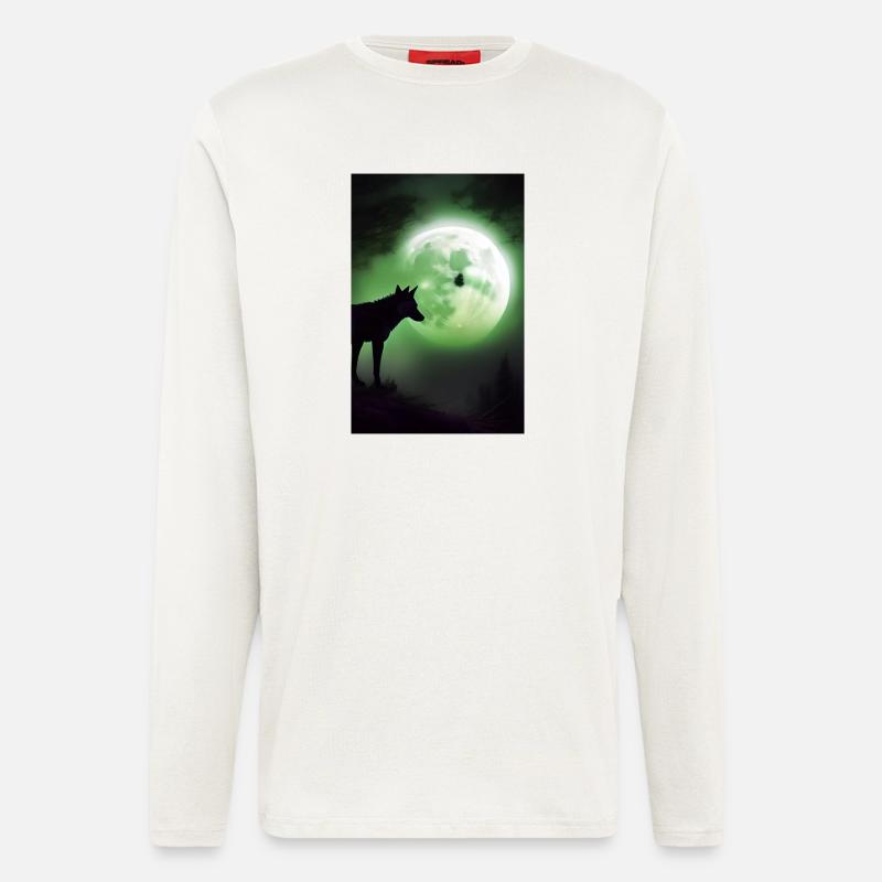 Wolf und Mond - Langarmshirt - made by SPREAD  - OFF WHITE