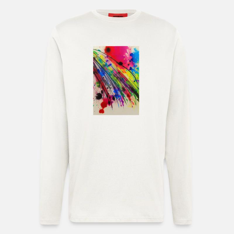 Farbspritzer und Linien - Langarmshirt - made by SPREAD  - OFF WHITE