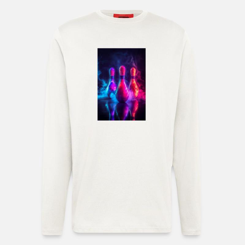 Neon Glow Bowling Pins - Langarmshirt - made by SPREAD  - OFF WHITE