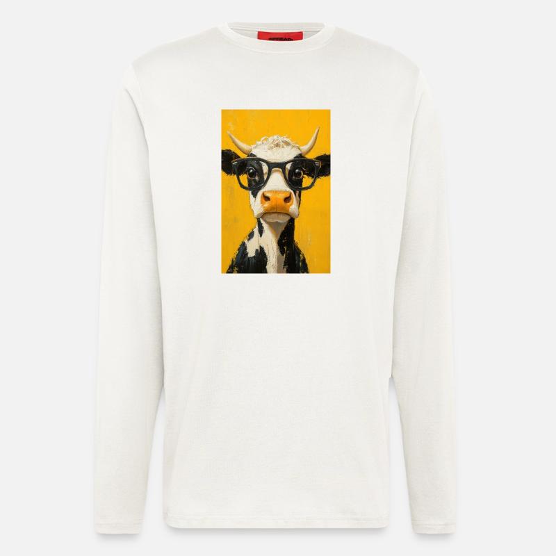 Coole Kuh mit Brille - Langarmshirt - made by SPREAD  - OFF WHITE