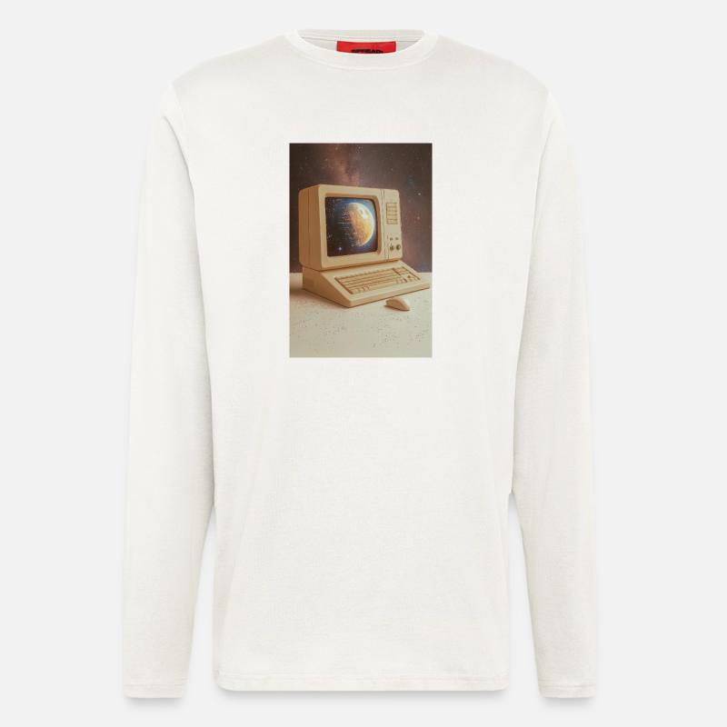 Retro Computer Meets Outer Space - Longsleeve - made by SPREAD  - OFF WHITE
