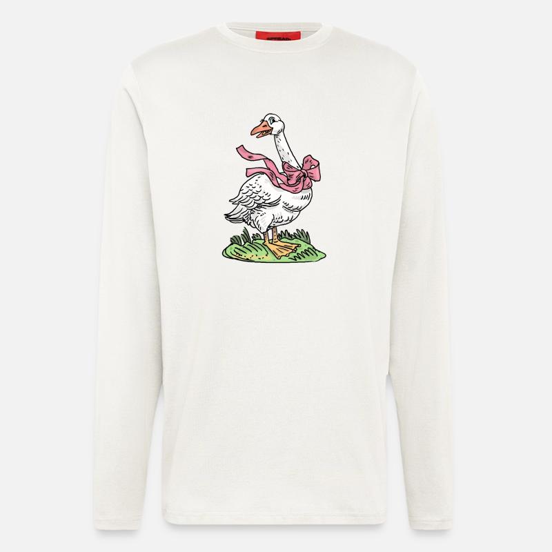 Gans mit rosa Schleife - Langarmshirt - made by SPREAD  - OFF WHITE