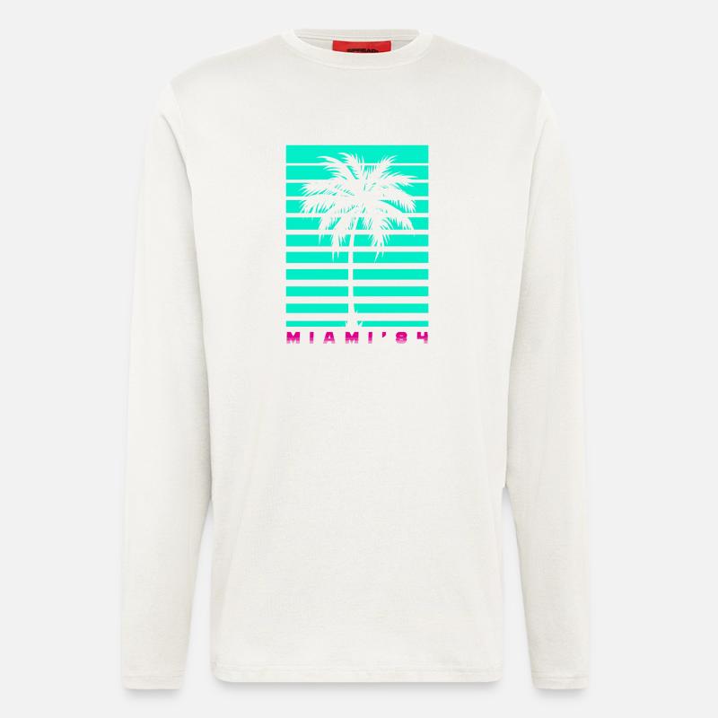 Miami Palm Tree Retro - Langarmshirt - made by SPREAD  - OFF WHITE