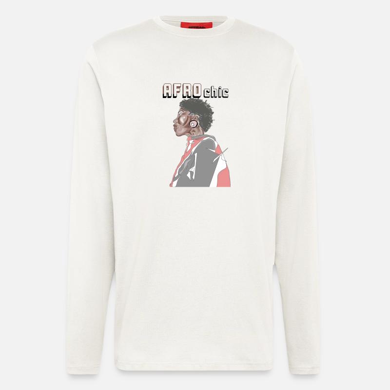 Afro chic - Manches longues bio décontracté fabriqué en UE - OFF WHITE