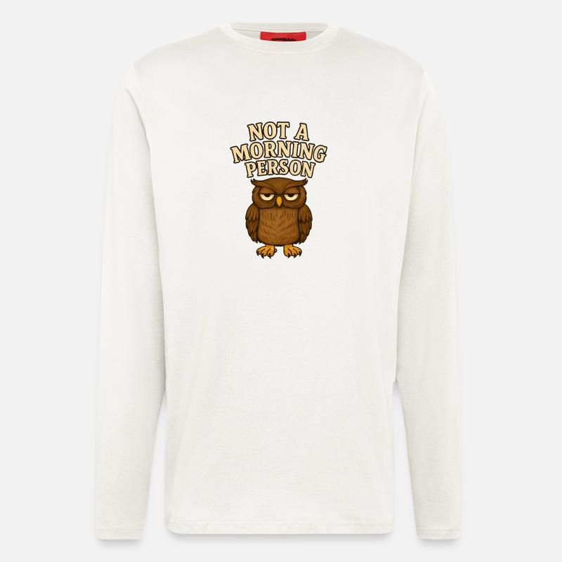 Morgenmuffel Eule - Langarmshirt - made by SPREAD  - OFF WHITE