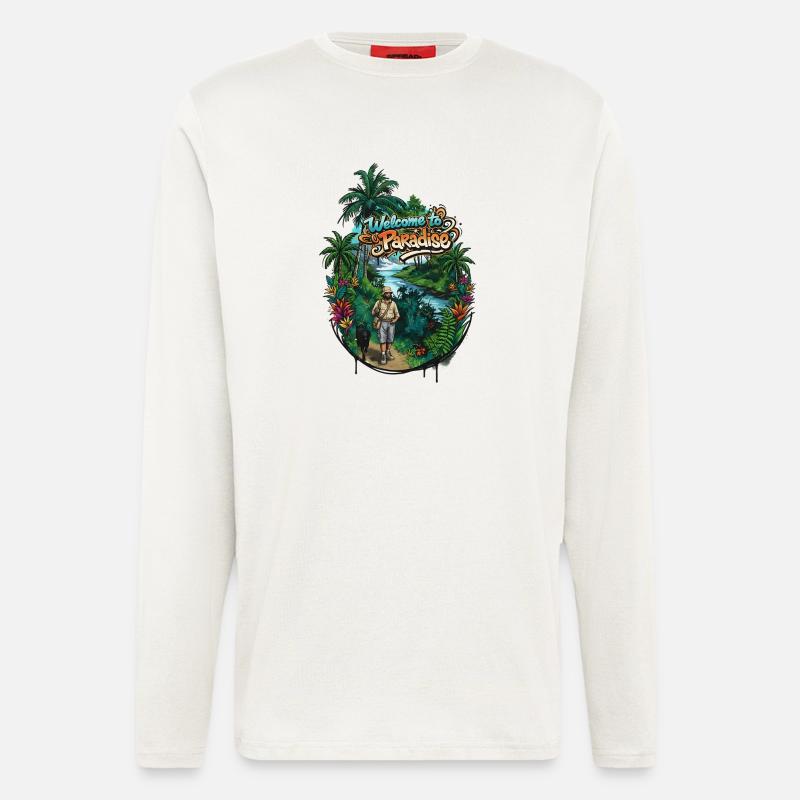 Willkommen im Paradies Pfad - Langarmshirt - made by SPREAD  - OFF WHITE