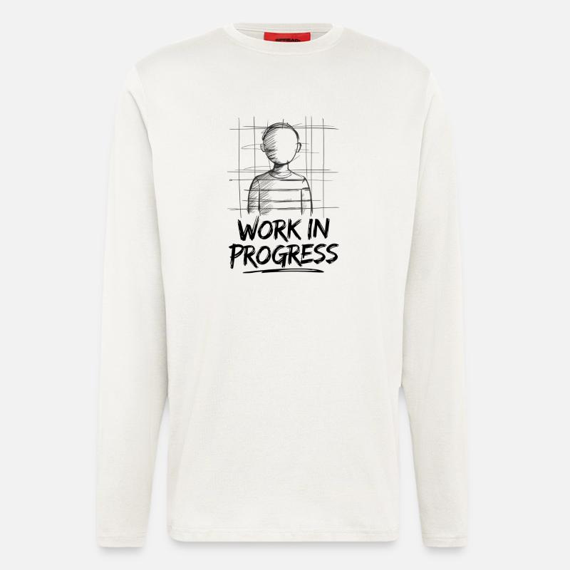 Work in Progress – Unvollendete Kunst - Langarmshirt - made by SPREAD  - OFF WHITE