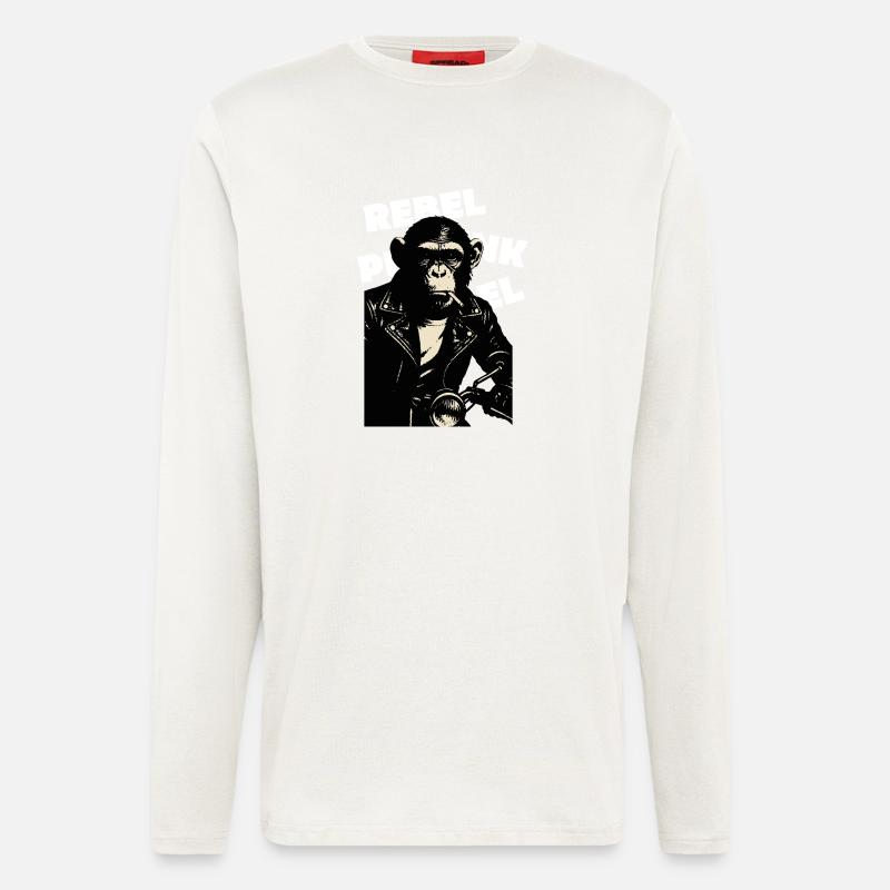 Rebellischer Affe am Motor - Langarmshirt - made by SPREAD - OFF WHITE