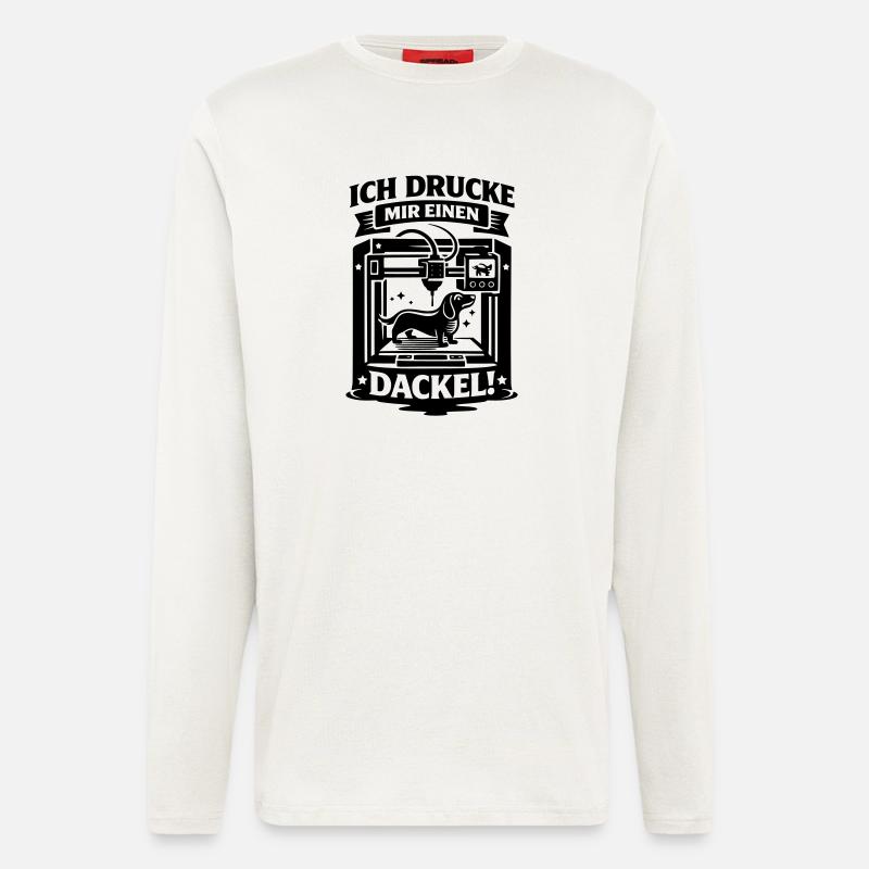 Dackel 3D Drucker Basteln Hund - Langarmshirt - made by SPREAD  - OFF WHITE