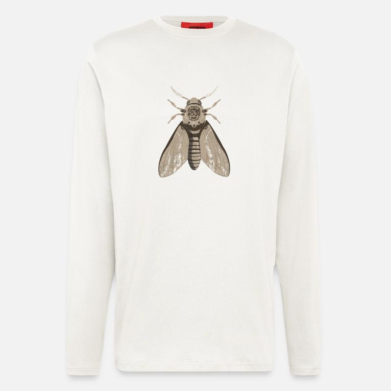 Schädelmotte im Steampunk-Stil - Langarmshirt - made by SPREAD  - OFF WHITE