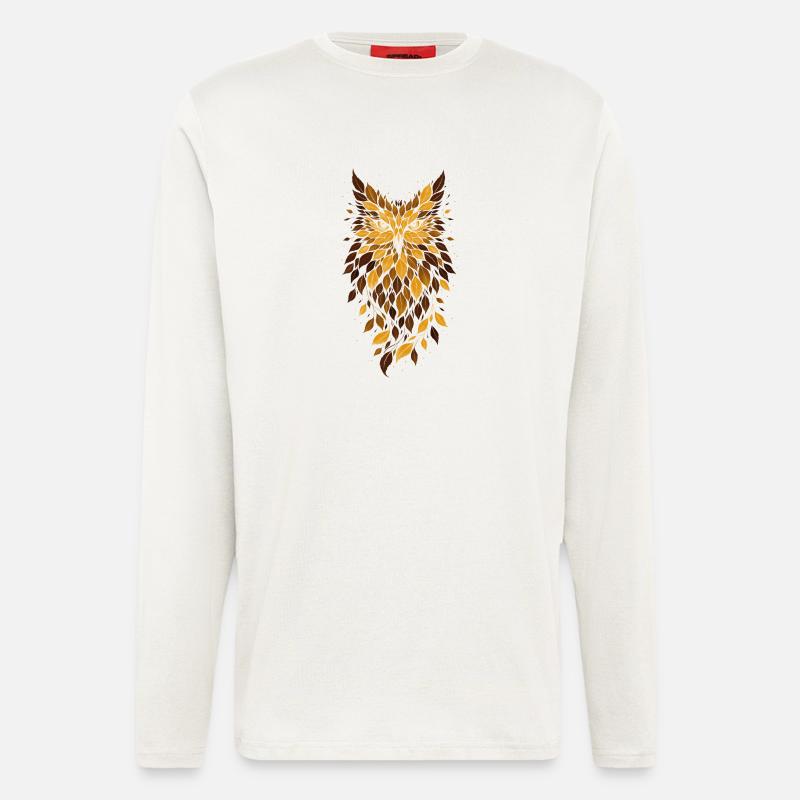 Goldene Eulenblatt Muster - Langarmshirt - made by SPREAD  - OFF WHITE