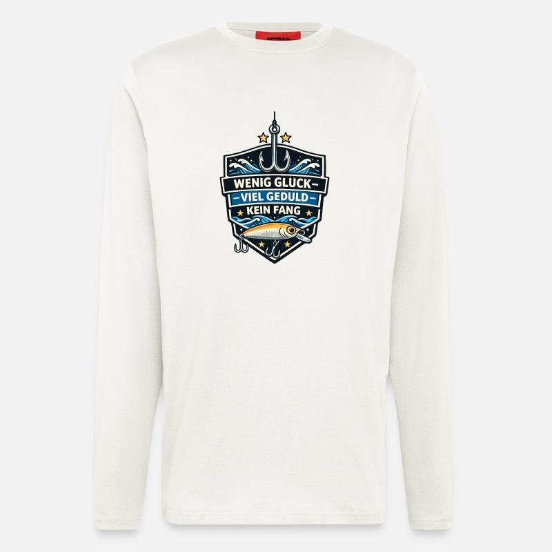 Fischerabzeichen Geduld-Spruch Motivation - Langarmshirt - made by SPREAD  - OFF WHITE