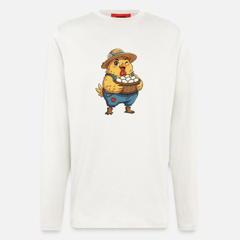 Chick in egg basket on farm - Longsleeve - made by SPREAD - OFF WHITE