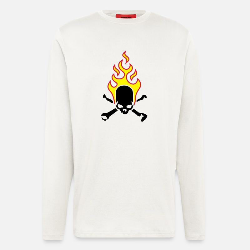 fire_skull_bones_b_3c - Longsleeve - made by SPREAD  - OFF WHITE