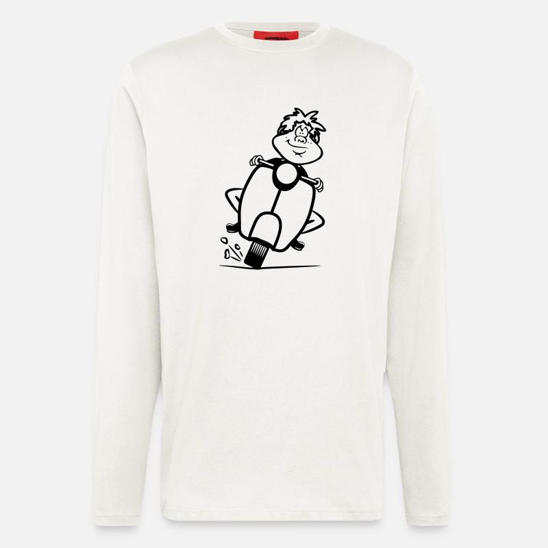 motorroller rasen witzig frech - Langarmshirt - made by SPREAD  - OFF WHITE