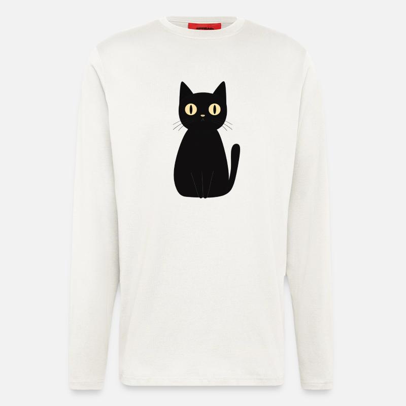 süße schwarze Katze - Langarmshirt - made by SPREAD - OFF WHITE
