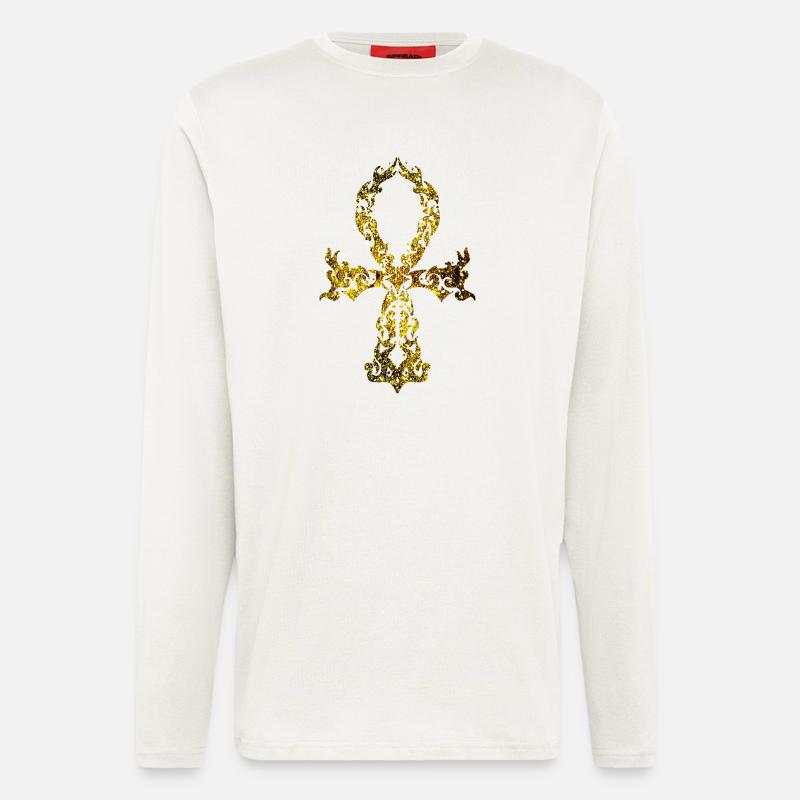 Cosmic Ankh - Goldene Version - Langarmshirt - made by SPREAD  - OFF WHITE