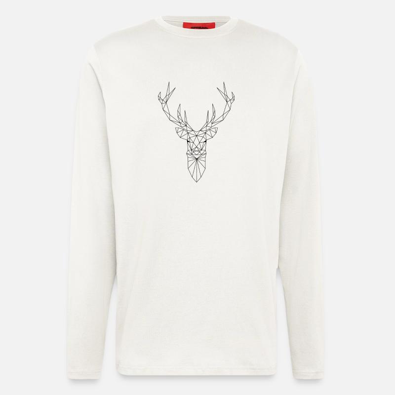 Hirschkopf im Triangel-Design (schwarz) - Langarmshirt - made by SPREAD  - OFF WHITE