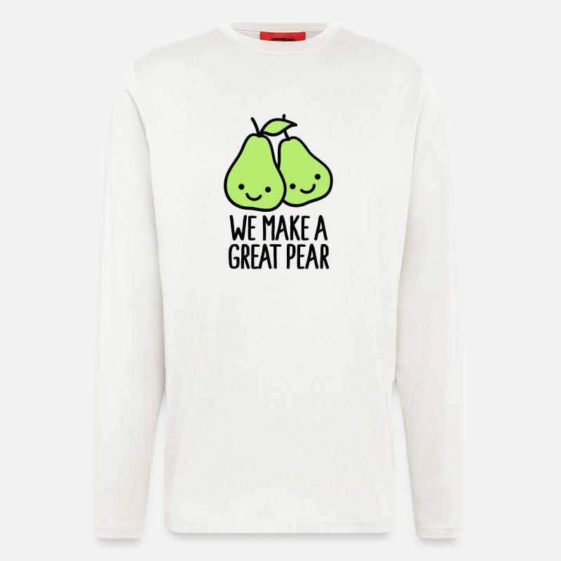 We make a great pear - Manches longues bio décontracté fabriqué en UE - OFF WHITE