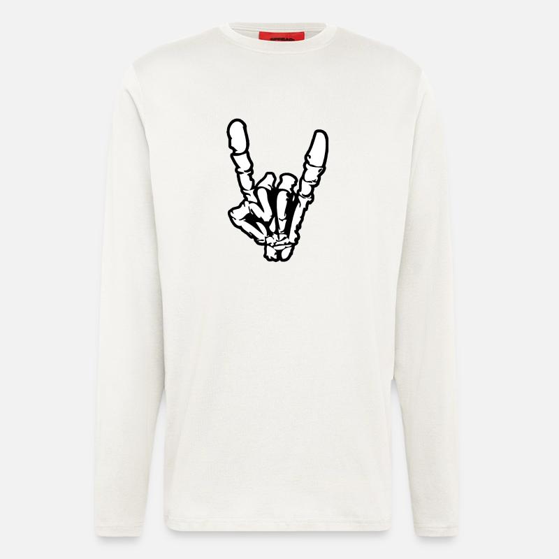 Rock'n'Roll- oder Heavy-Metal-Handzeichen * - Langarmshirt - made by SPREAD  - OFF WHITE