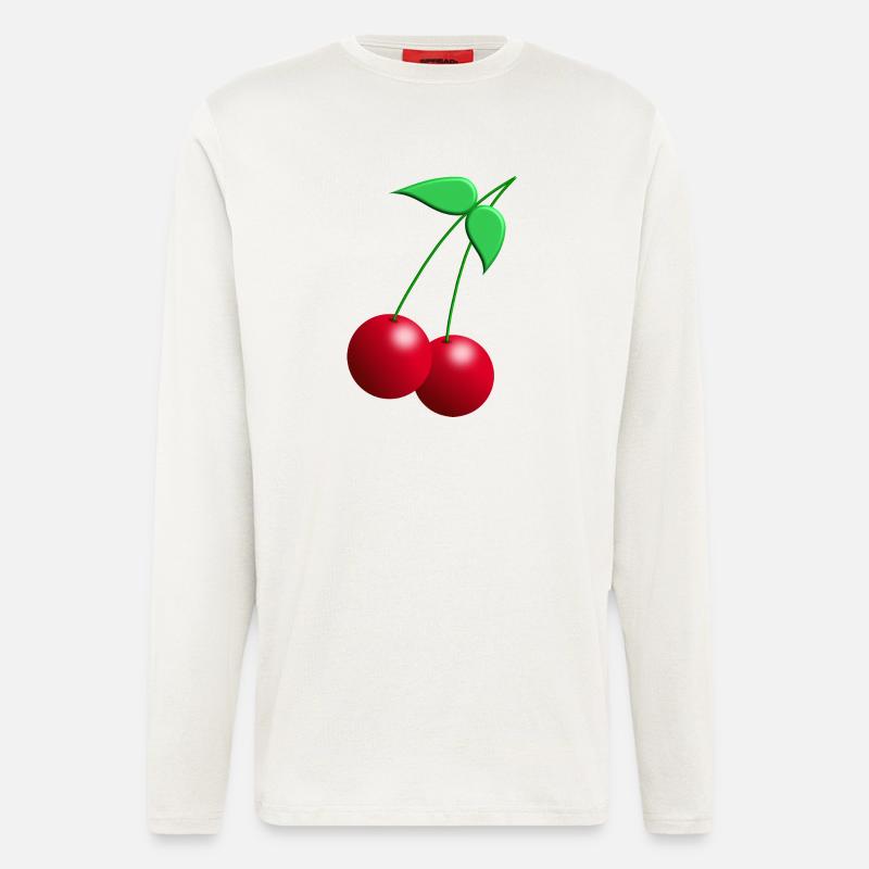 Zwillings Kirschen mit Blättern - Langarmshirt - made by SPREAD - OFF WHITE