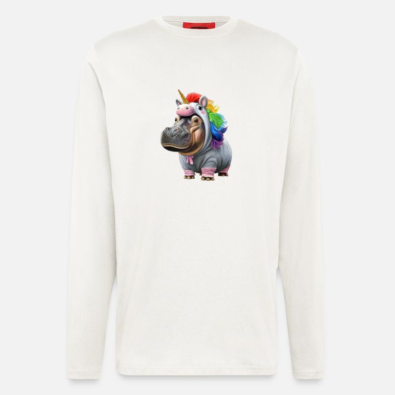 Nilpferd Einhorn - Langarmshirt - made by SPREAD  - OFF WHITE