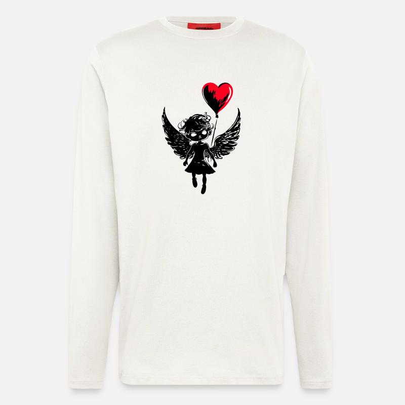 Engel mit Herz Luftballon - Heartful Creatures - Langarmshirt - made by SPREAD - OFF WHITE
