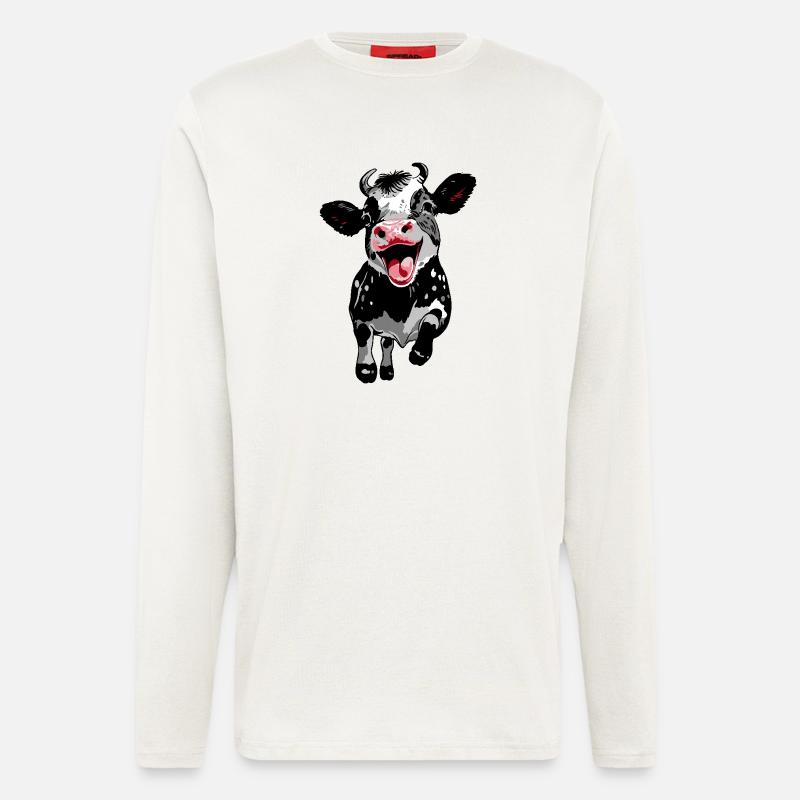 Springendes Kälbchen - Lustige Kuh Kalb - Langarmshirt - made by SPREAD  - OFF WHITE