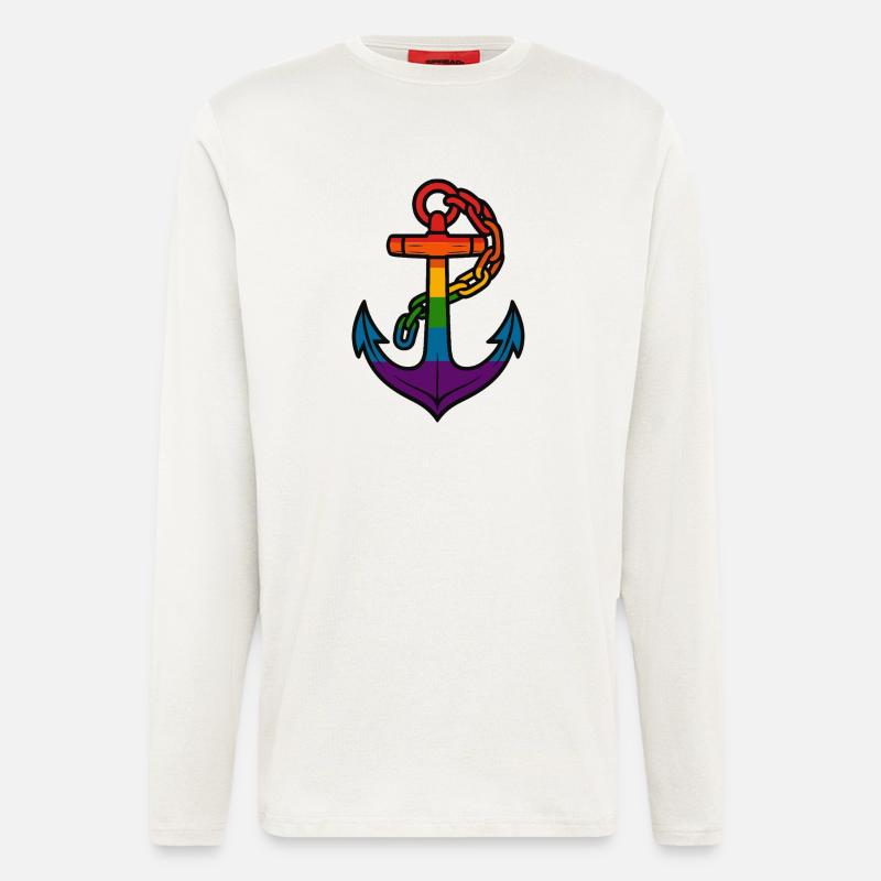 Regenbogenanker mit Farbverlauf - Langarmshirt - made by SPREAD  - OFF WHITE