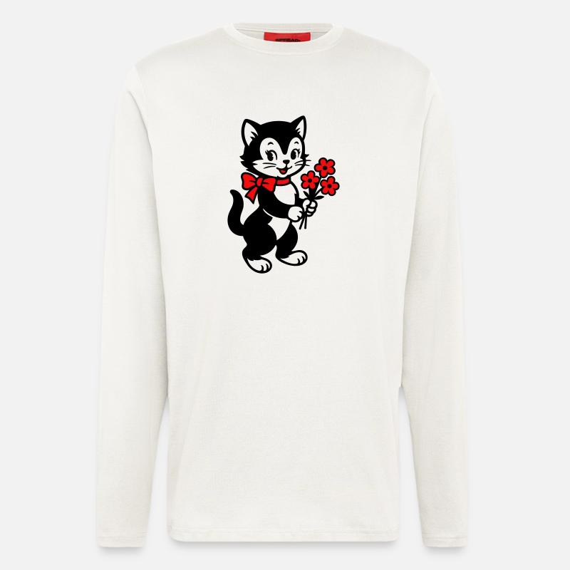 Black Cat with Red Ribbon - Longsleeve - made by SPREAD  - OFF WHITE