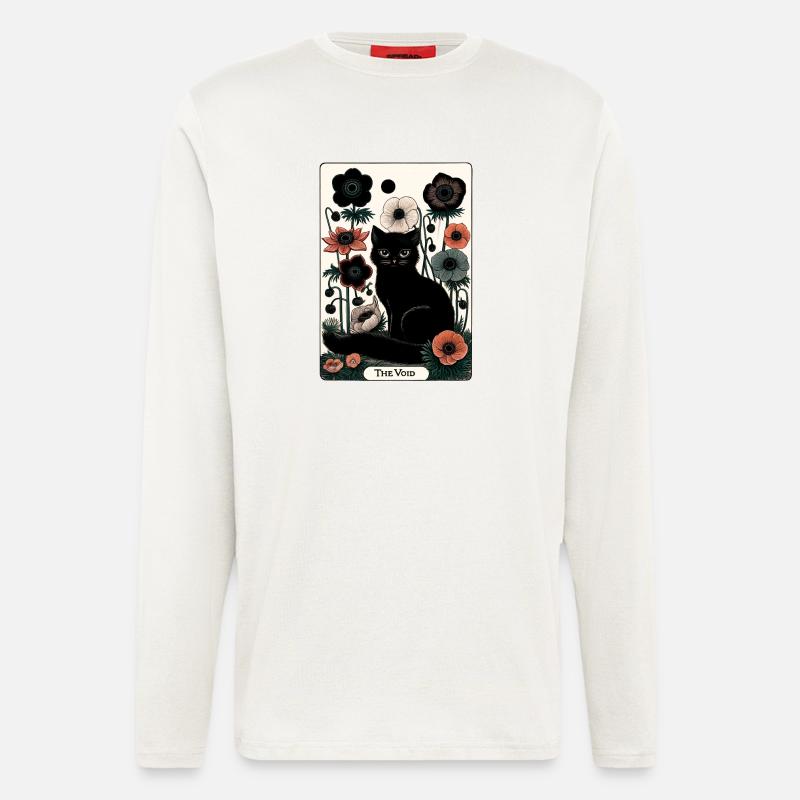 Void Cat in Bloom Tarot - Longsleeve - made by SPREAD  - OFF WHITE