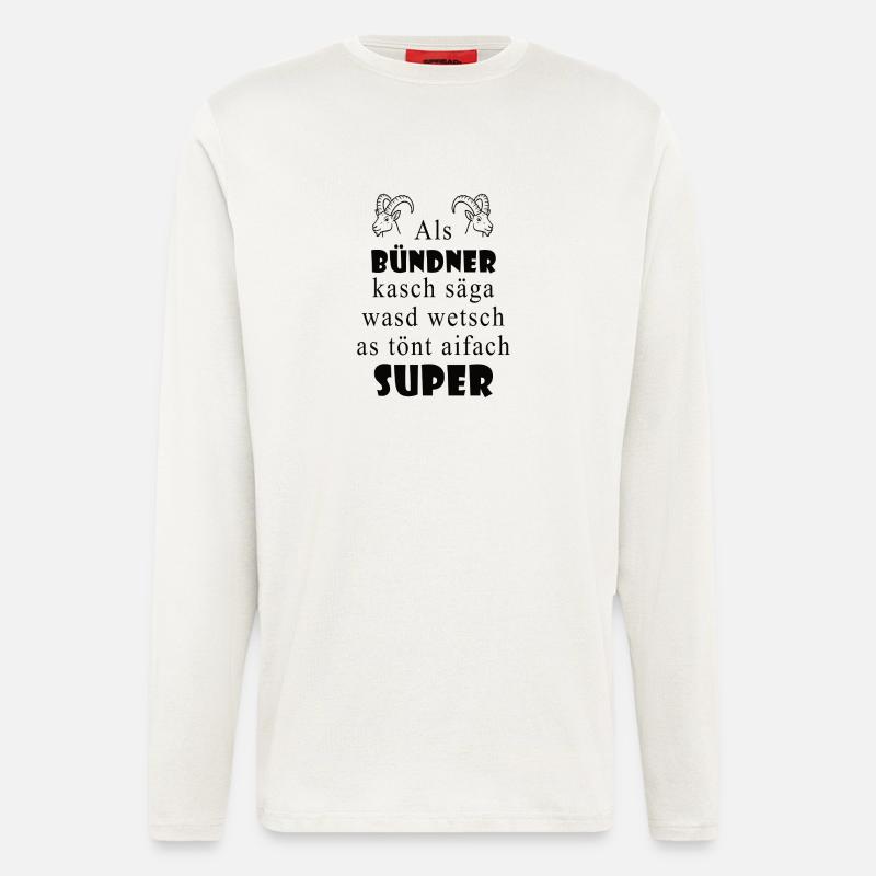 Dialecte des Grisons Super expression - Manches longues bio décontracté fabriqué en UE - OFF WHITE