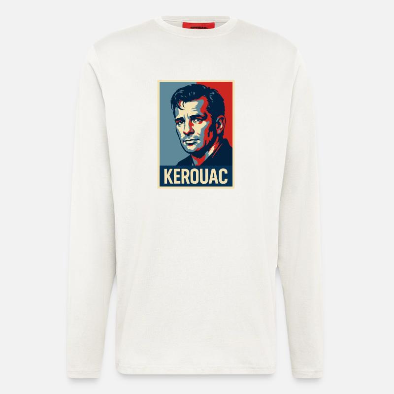Jack Kerouac Pop-Porträt - Langarmshirt - made by SPREAD  - OFF WHITE