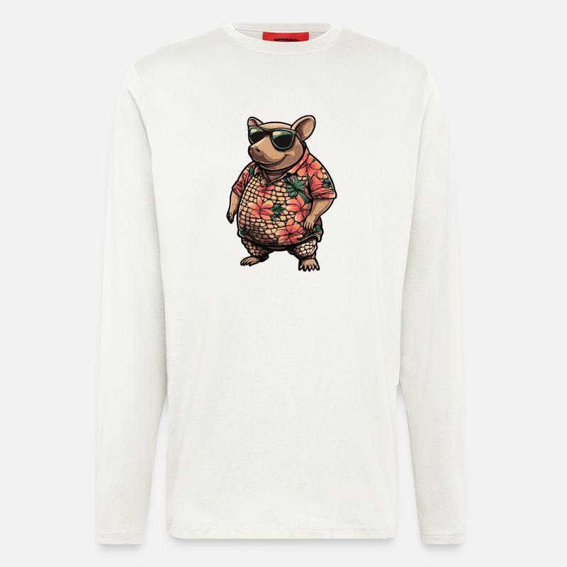 Gürteltier Comic Urlaub - Langarmshirt - made by SPREAD  - OFF WHITE