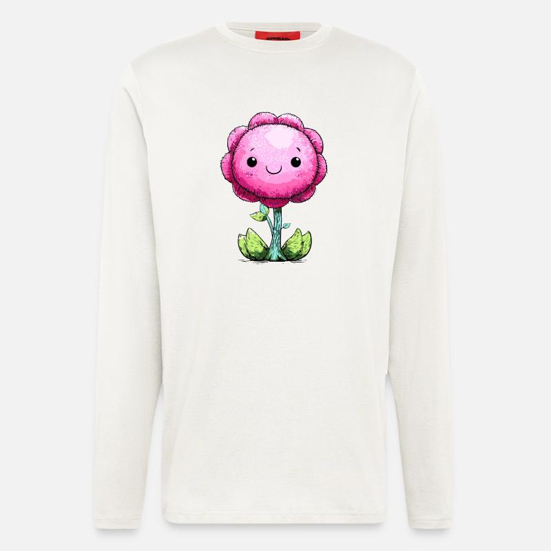 Kuschelige Pink Blume Gesicht - Langarmshirt - made by SPREAD  - OFF WHITE
