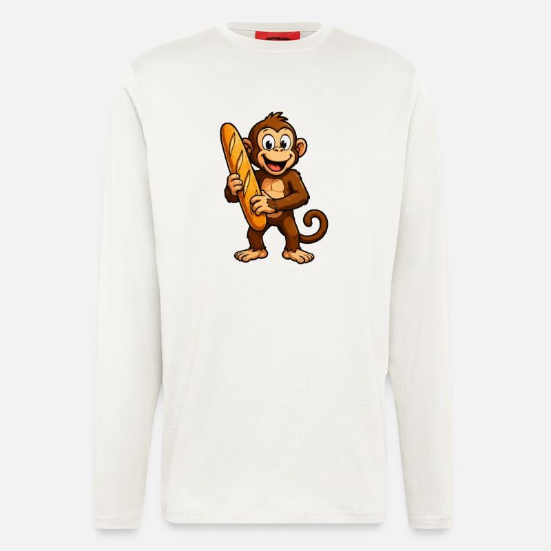 Monkey with baguette - Longsleeve - made by SPREAD - OFF WHITE