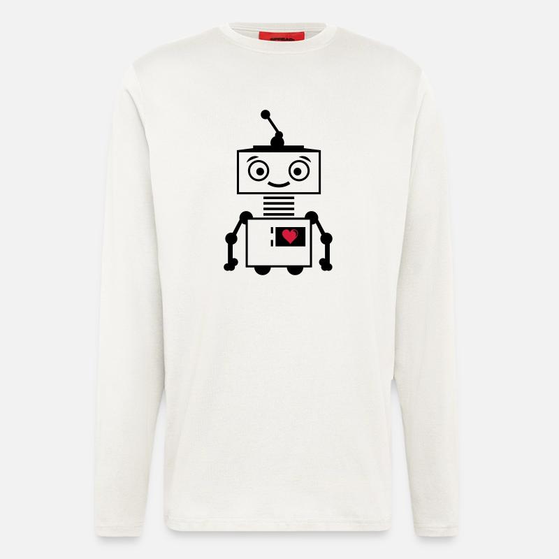 roboter_herz_2 - Manches longues bio décontracté fabriqué en UE - OFF WHITE