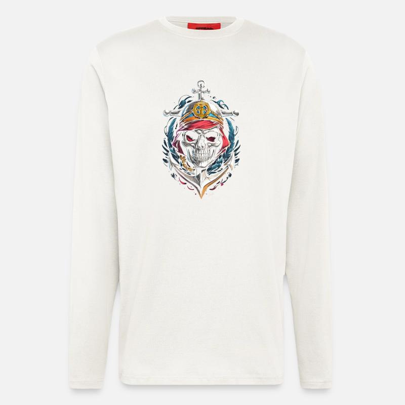 Navy Anchor Skull - Longsleeve - made by SPREAD  - OFF WHITE