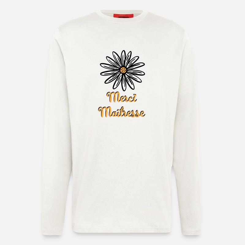 Danke Herrin mit einer Blume - Langarmshirt - made by SPREAD  - OFF WHITE