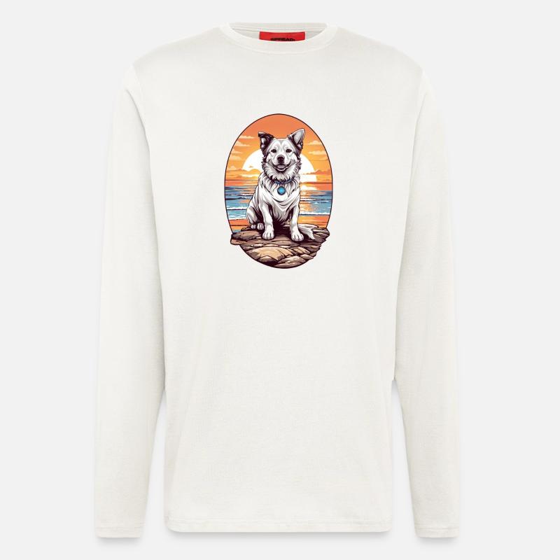 Hund am Strand - Langarmshirt - made by SPREAD  - OFF WHITE