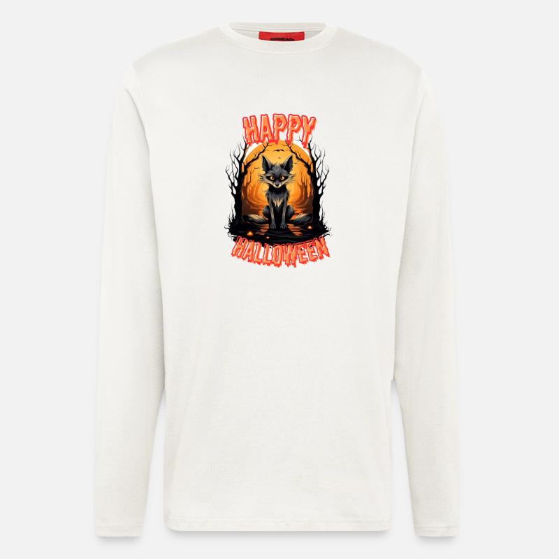Fabelhafter Halloweenfuchs mit Feuer - Langarmshirt - made by SPREAD  - OFF WHITE
