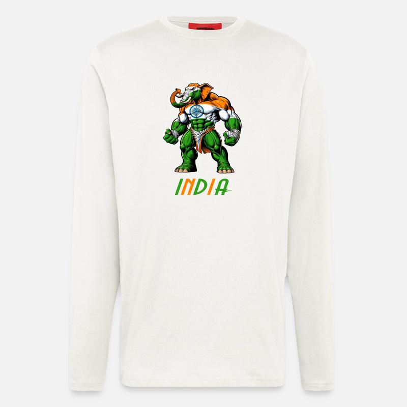 India elephant flag design - Longsleeve - made by SPREAD - OFF WHITE