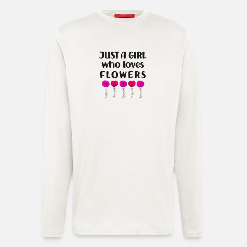 Nur ein Mädchen, das Blumen liebt - Langarmshirt - made by SPREAD  - OFF WHITE