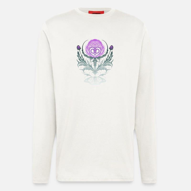 Distel mit Schmetterling Mutterknoten - Langarmshirt - made by SPREAD  - OFF WHITE