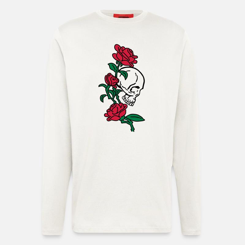 skull and roses es123 - Longsleeve - made by SPREAD  - OFF WHITE
