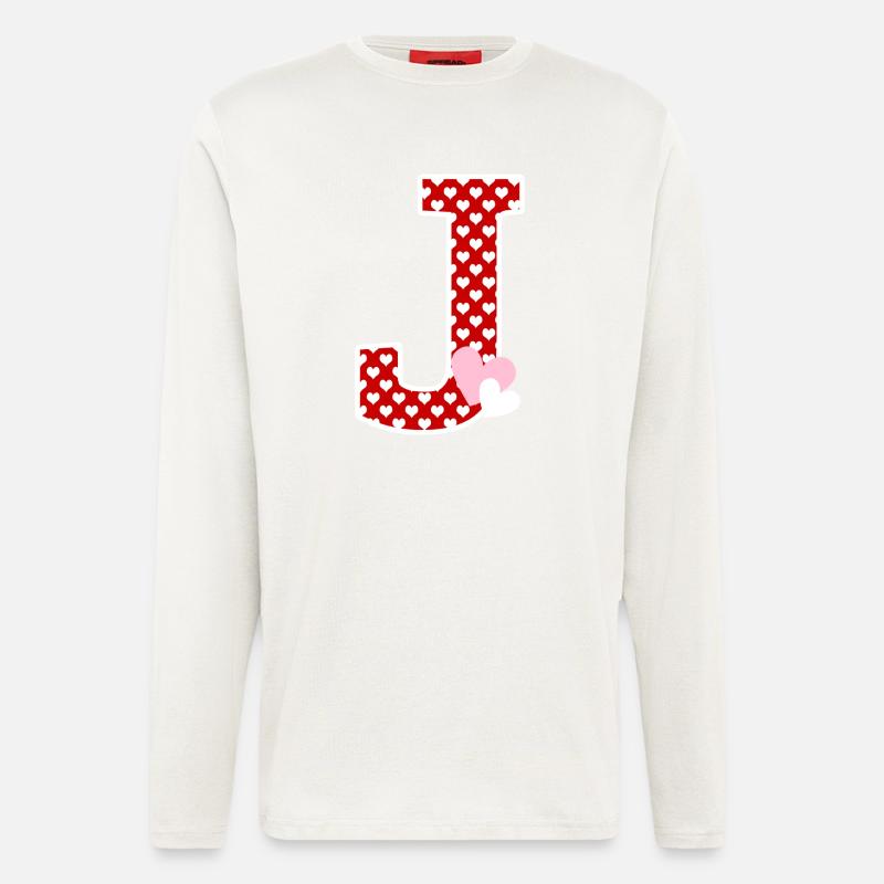 Buchstabe j Herz - Langarmshirt - made by SPREAD  - OFF WHITE