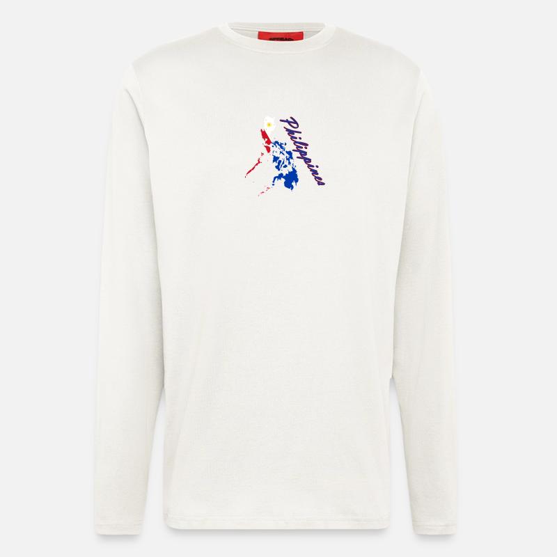 Philippinen Flaggenkarte Script - Langarmshirt - made by SPREAD  - OFF WHITE
