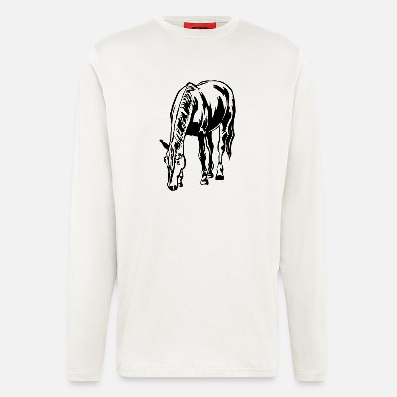 Grasendes Pferd - Langarmshirt - made by SPREAD  - OFF WHITE