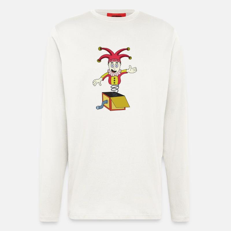 Überraschungsbox mit einem Clown - Langarmshirt - made by SPREAD - OFF WHITE