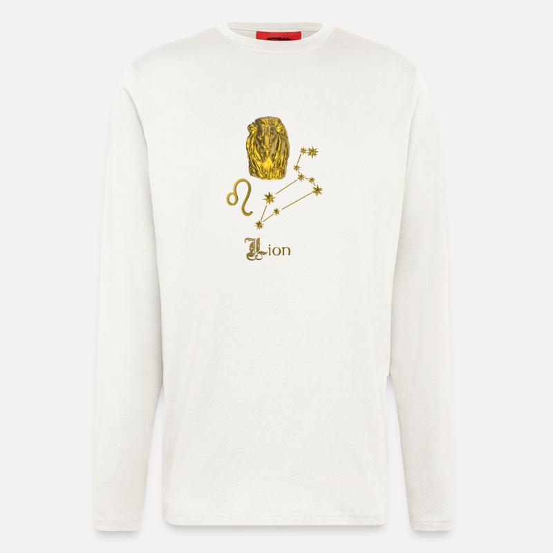 Sternzeichen Löwe 3D,  gold - Langarmshirt - made by SPREAD  - OFF WHITE